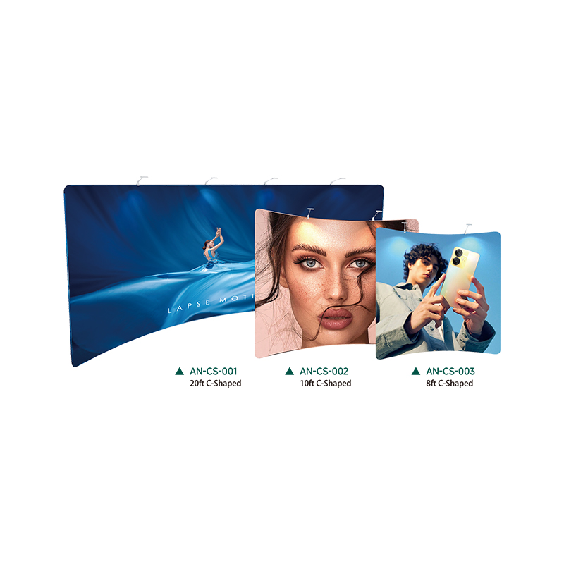 C-Shaped Tension Fabric Backdrop Wall for Exhibitions