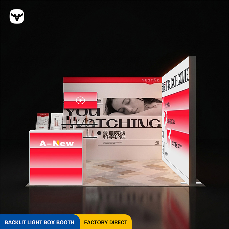 10x10ft L-Shape Trade Show Light Box Booth Display with Counter