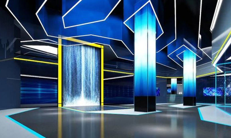 High-tech visual presentation in a digital exhibition hall High-tech visual presentation in a digital exhibition hall