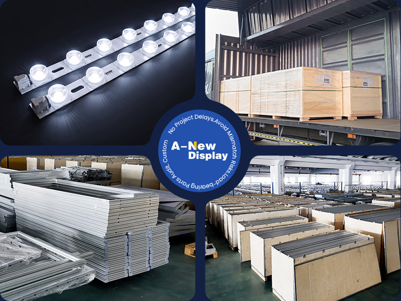 Manufacturing & Procurement Risk Control Double-sided SEG light box LED uniformity check and fabric fit inspection on both sides before packing