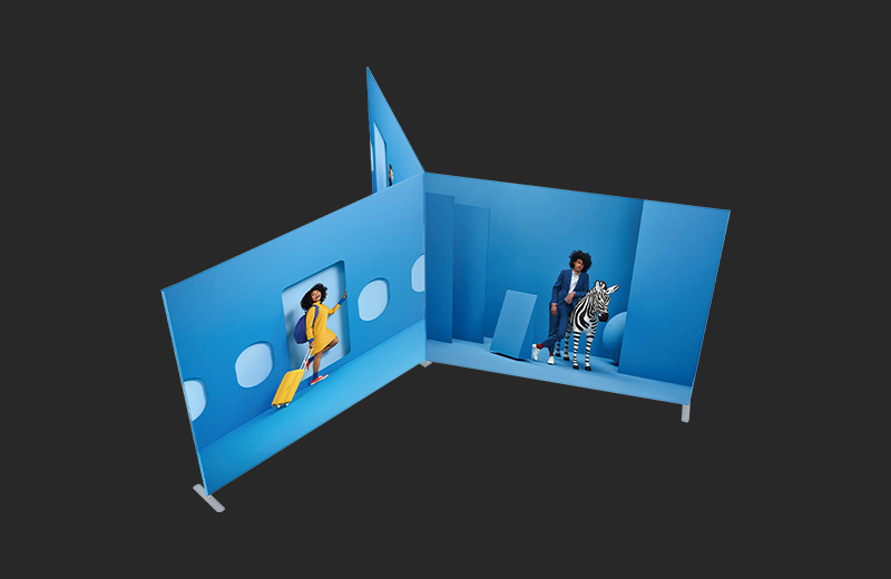 Buying Scenarios for L-Shape Portable Modular Light Box L-shape portable light box configured as a premium trade show stall and exhibition and display stands