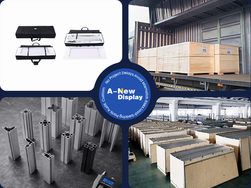 Manufacturing & Procurement Risk Control Wide-format SEG light box modular section check, LED power distribution verification, and reinforced transport packing