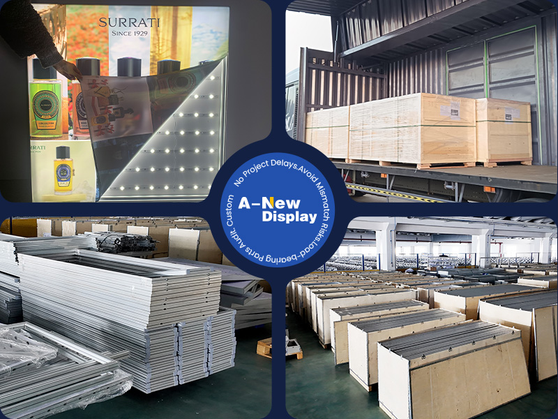 Manufacturing & Procurement Risk Control 40mm SEG light box LED lighting inspection and fabric graphic fit check before packing