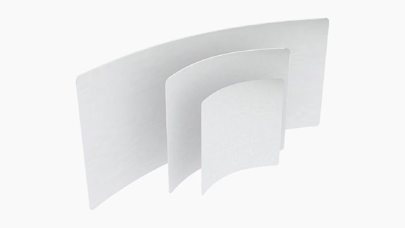 Curved Tube Frame Backdrop - Curved Visual Drama, Compact Floor Footprint Curved tube frame backdrop with arc-shaped aluminum frame and seamless stretch fabric graphic for trade show and event displays
