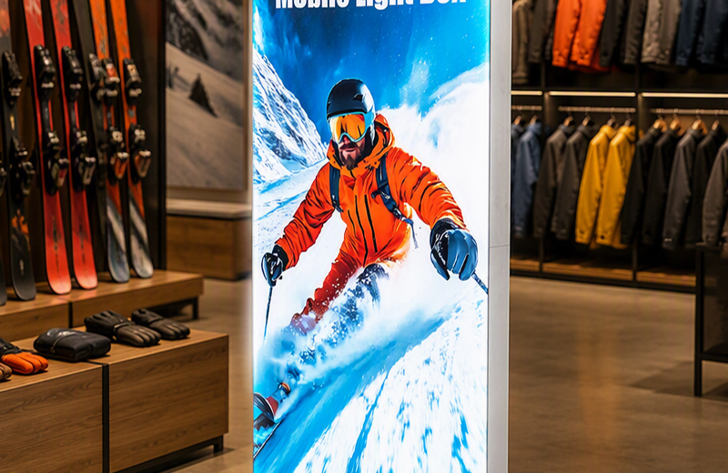 65mm SEG Double-Sided Light Box - Retail Store Aisle and Floor Displays 65mm SEG double-sided light box used as a retail aisle and floor display in a store