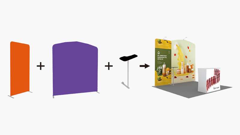 L-Shape Portable Modular Light Box System L-shape portable modular light box system configured as best trade show booths and booth at trade show