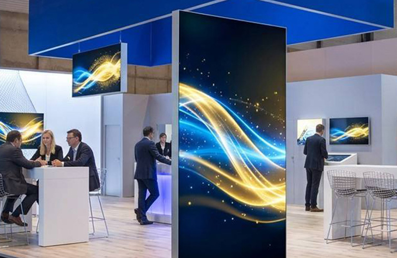 80mm SEG Light Box - Large Trade Show Booths and Exhibition Halls 80mm SEG light box used as a large trade show booth display wall in an exhibition hall