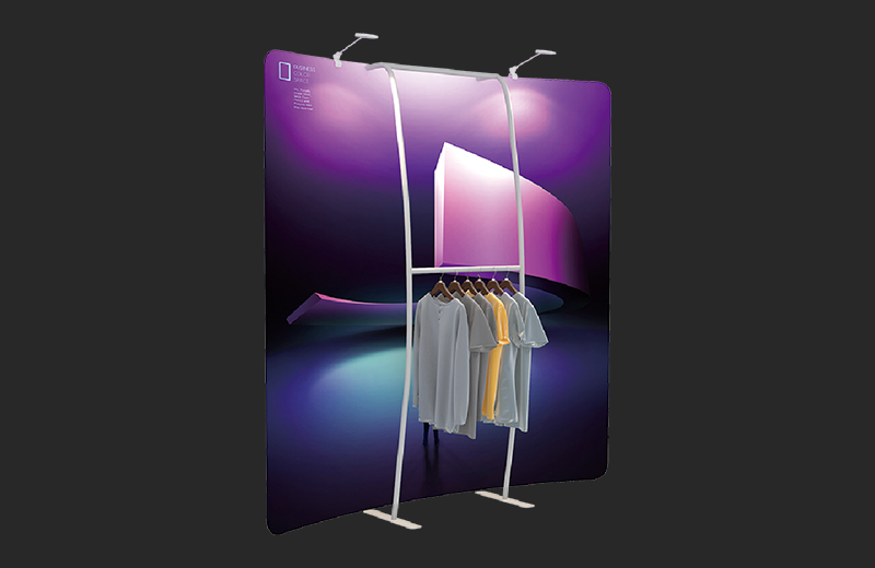 Buying Scenarios for Curved Tube Frame Backdrop Curved tube frame backdrop with seamless fabric graphic for booth backdrops, stage displays, and branded photography backgrounds