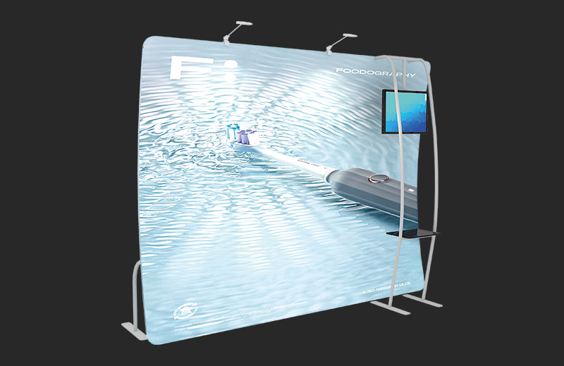 Buying Scenarios for Curved Tube Frame Backdrop Curved tube frame backdrop providing a distinctive exhibition hall display and branded photography background